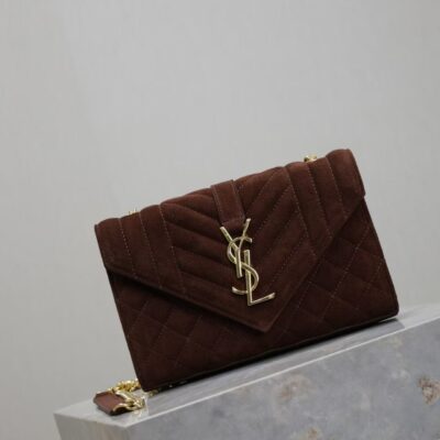 YSL Brown Suede Envelope Bag