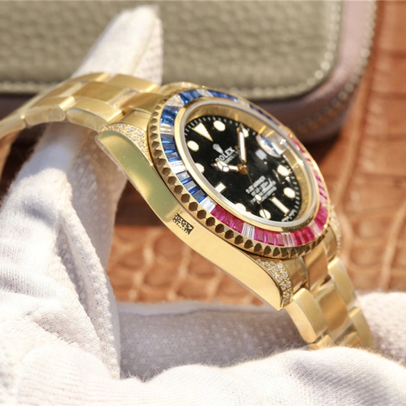 SUBMARINER GOLDEN BLUE / RED DIAMOND BLACK DIAL 40MM - Image 11