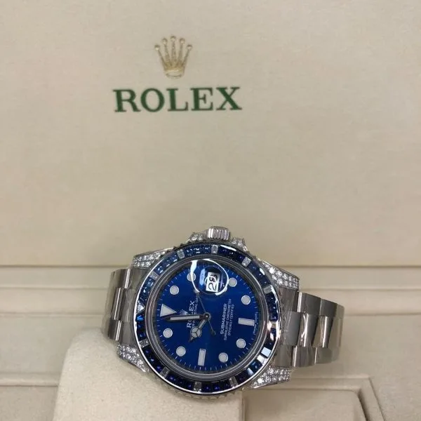 Rolex Submariner Date 116659 SABR 18k White Gold Diamonds Sapphires UNWORN - Image 8