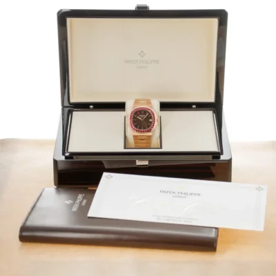 Alternative view of AAAAA-Patek Philippe Nautilus Rose Gold Brown Ruby Dial 40mm Ruby Bezel 5723/112R-001 - BRAND NEW