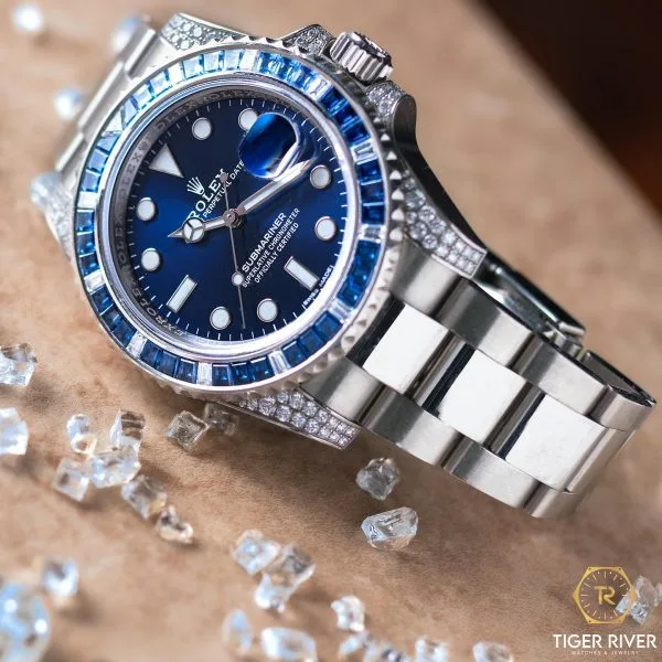 Rolex Submariner Date 116659 SABR 18k White Gold Diamonds Sapphires UNWORN - Image 4