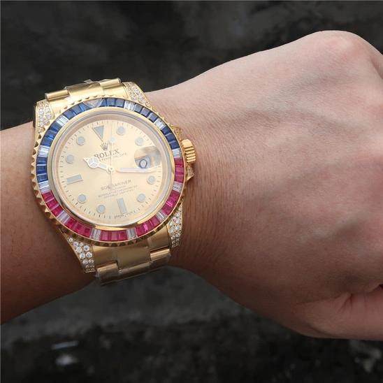 SUBMARINER GOLDEN BLUE / RED DIAMOND GOLD DIAL 40MM - Image 2