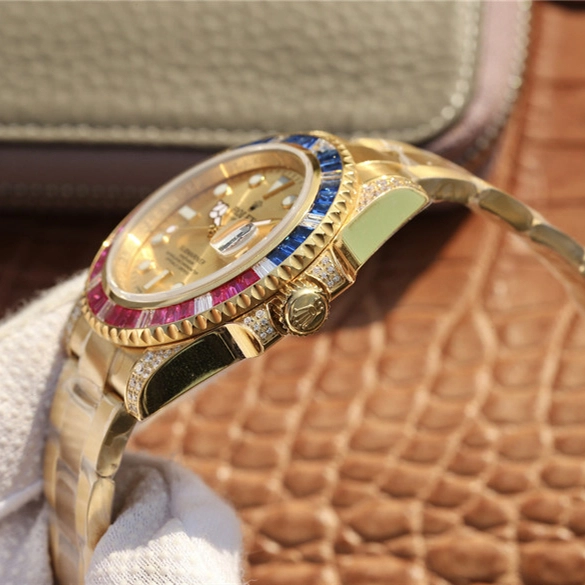 SUBMARINER GOLDEN BLUE / RED DIAMOND GOLD DIAL 40MM - Image 3
