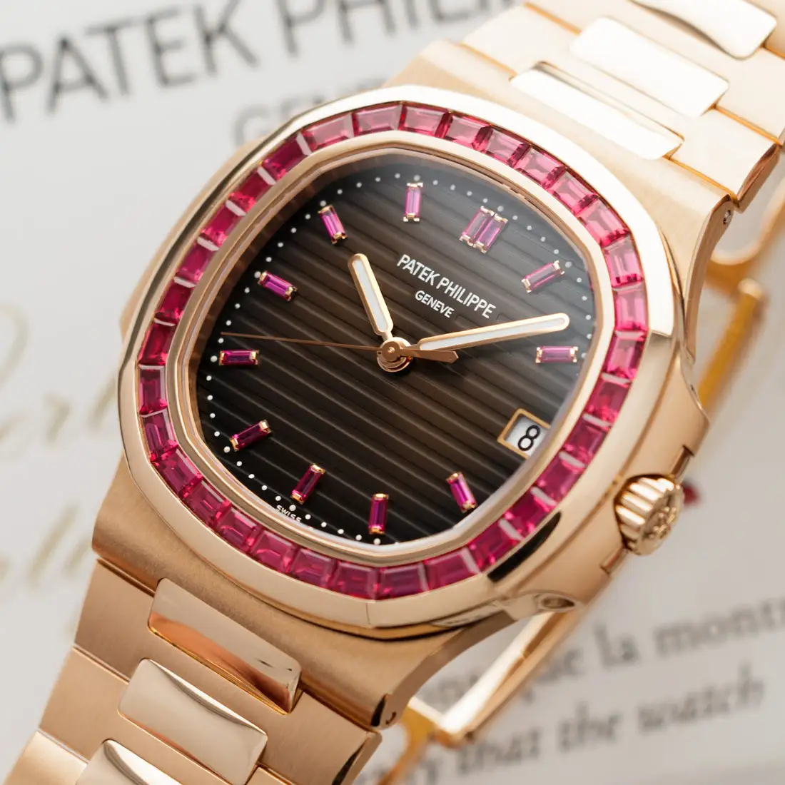 Patek Philippe Nautilus Rose Gold Brown Ruby Dial 40mm Ruby Bezel 5723/112R-001 - BRAND NEW - Image 2
