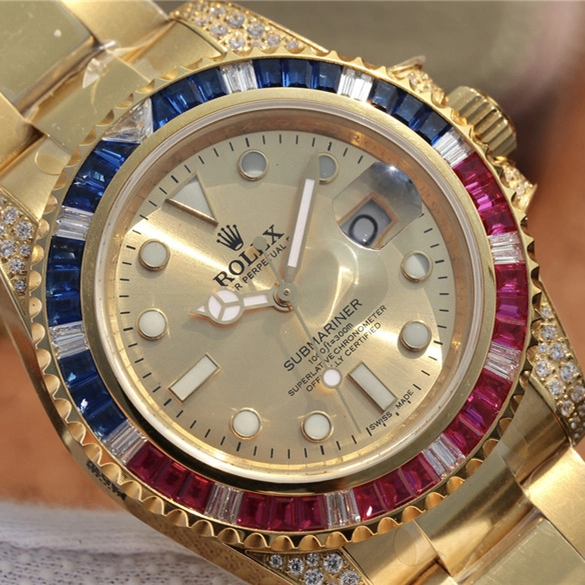 SUBMARINER GOLDEN BLUE / RED DIAMOND GOLD DIAL 40MM - Image 7